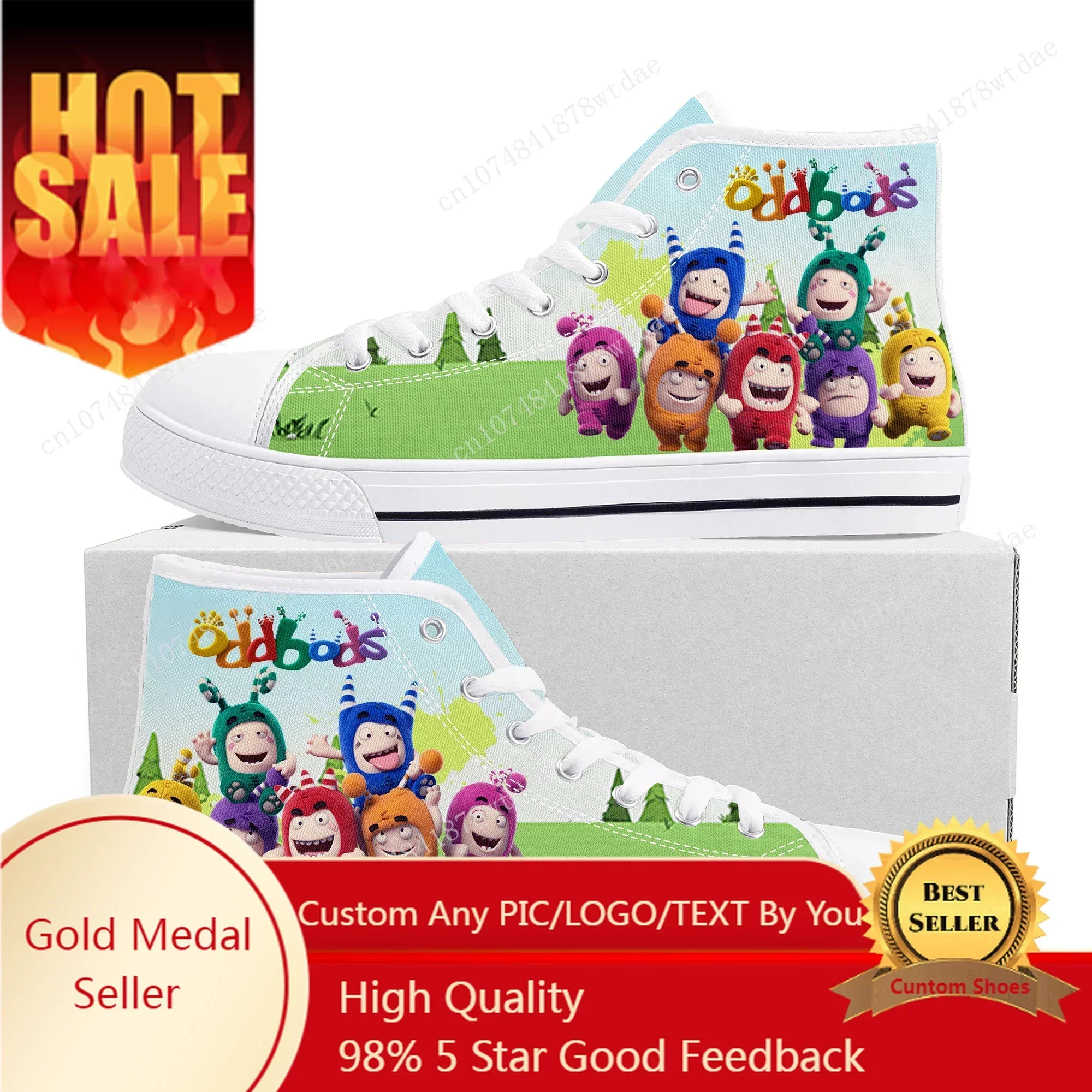 Women Shoes Singapore - รองเท้าผ้าใบหุ้มข้อสูง Oddbods สำหรับผู้ชาย ผู้หญิง และวัยรุ่น รองเท้าผ้าใบแคนวาสคุณภาพสูง