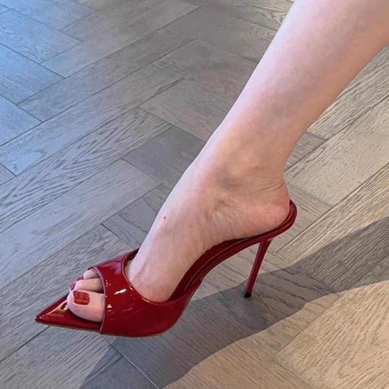 Peep Toe Heels - รองเท้าส้นสูงแฟชั่นสำหรับใส่ในไนต์คลับ รองเท้าแตะรัดส้นแบบเปิดนิ้วเท้าสำหรับฤดูร้อน รองเท้าสไลด์สำหรับผู้หญิง รองเท้าเซ็กซี่สำหรับงานปาร์ตี้