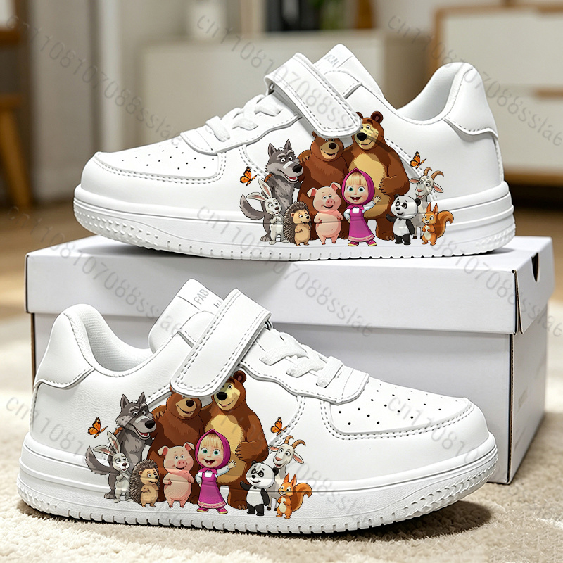 Women'S Shoes Back To School - รองเท้าการ์ตูนเด็ก Masha Bear สำหรับเด็กชายและเด็กหญิง เหมาะสำหรับฤดูกาลเปิดเทอม ใช้งานได้หลากหลายสำหรับการออกไปข้างนอกในชีวิตประจำวัน