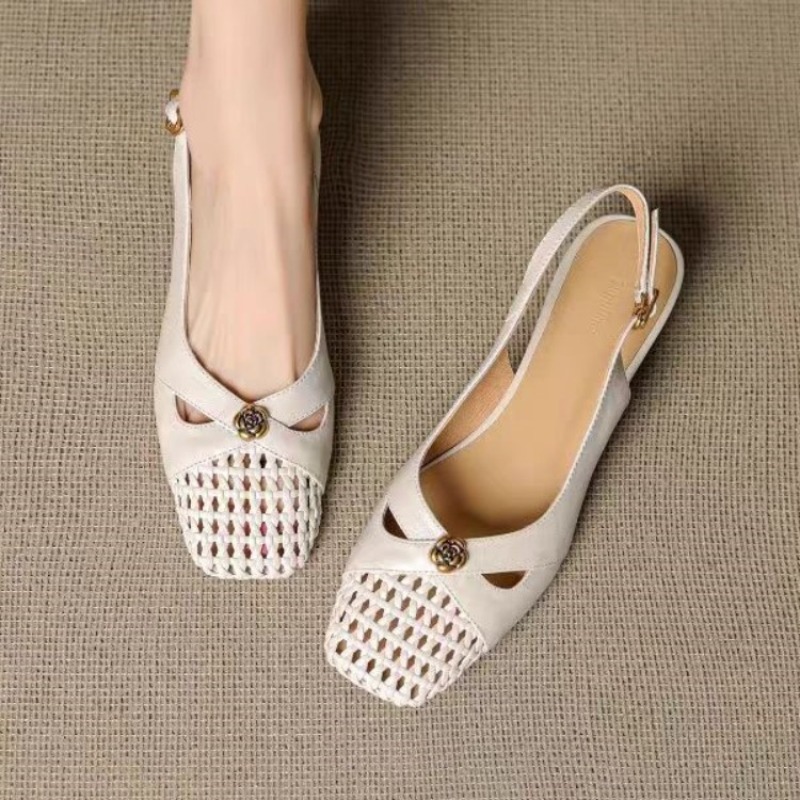 Women'S Shoes Temu - รองเท้าส้นเตารีดแบบปิดหัวสไตล์ฝรั่งเศสสำหรับผู้หญิง รองเท้าสานอเนกประสงค์ รองเท้าส้นเตารีดแบบโปร่งระบายอากาศสำหรับฤดูร้อนปี 2026
