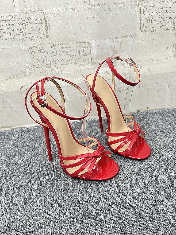 Patent Leather Pump - รองเท้าส้นสูงเซ็กซี่แบบใหม่สำหรับฤดูร้อน ส้นเข็ม 12 ซม. พร้อมเชือกผูก ดีไซน์ทันสมัย