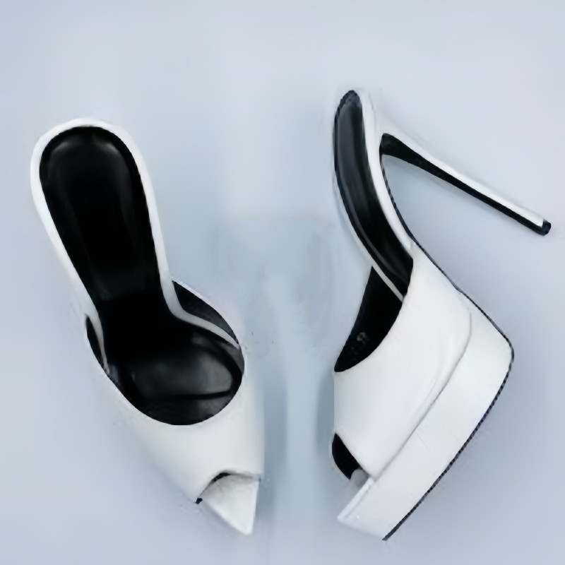 Peep Toe Heels - MKKHOU แฟชั่นปั๊มใหม่คุณภาพสูง Handmade รองเท้าที่กําหนดเองเซ็กซี่ปากปลารองเท้าหนาด้านล่างรองเท้าส้นสูงรองเท้าแตะรองเท้าผู้หญิง