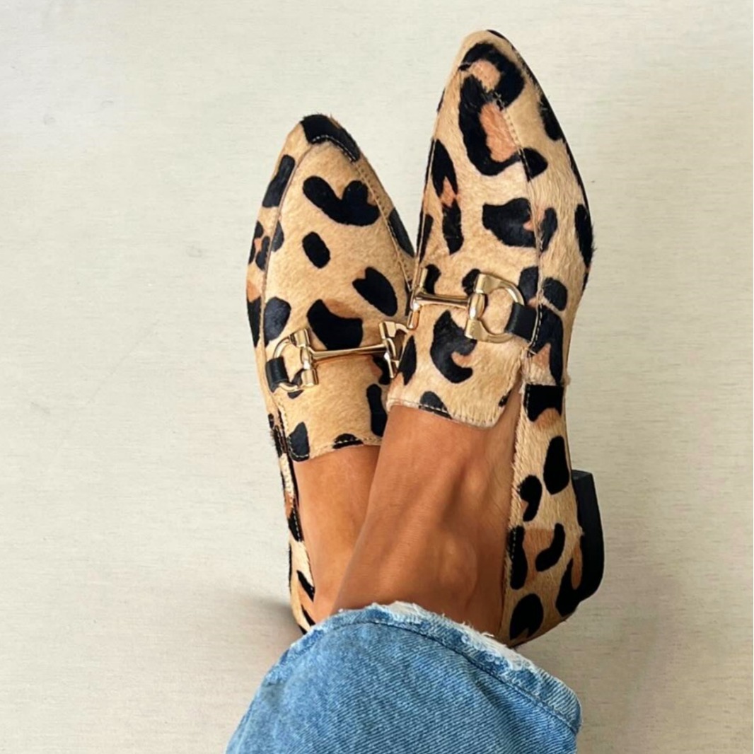 Square Toe Mule - รองเท้าผู้หญิงลายเสือดาว ไซส์ใหญ่ 40-43 สินค้าใหม่ ฤดูใบไม้ผลิ 2026