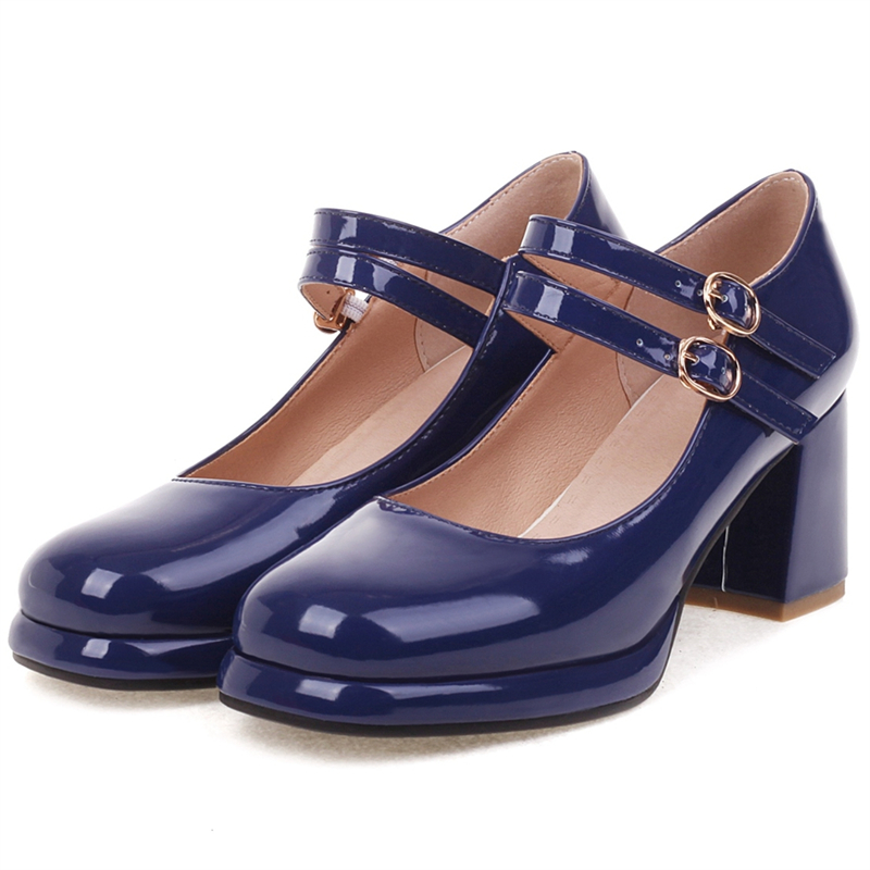 Patent Leather Pump - Elegant รองเท้าส้นสูงปั๊มผู้หญิง Mary Janes รองเท้าขนาดใหญ่ขนาด 45