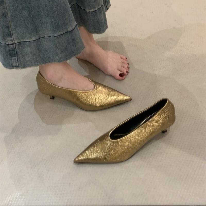 Women'S Shoes Temu - รองเท้าส้นเตี้ยหัวแหลมแบบสวม สไตล์ลำลอง สำหรับผู้หญิง รุ่นใหม่ ฤดูใบไม้ร่วง ปี
