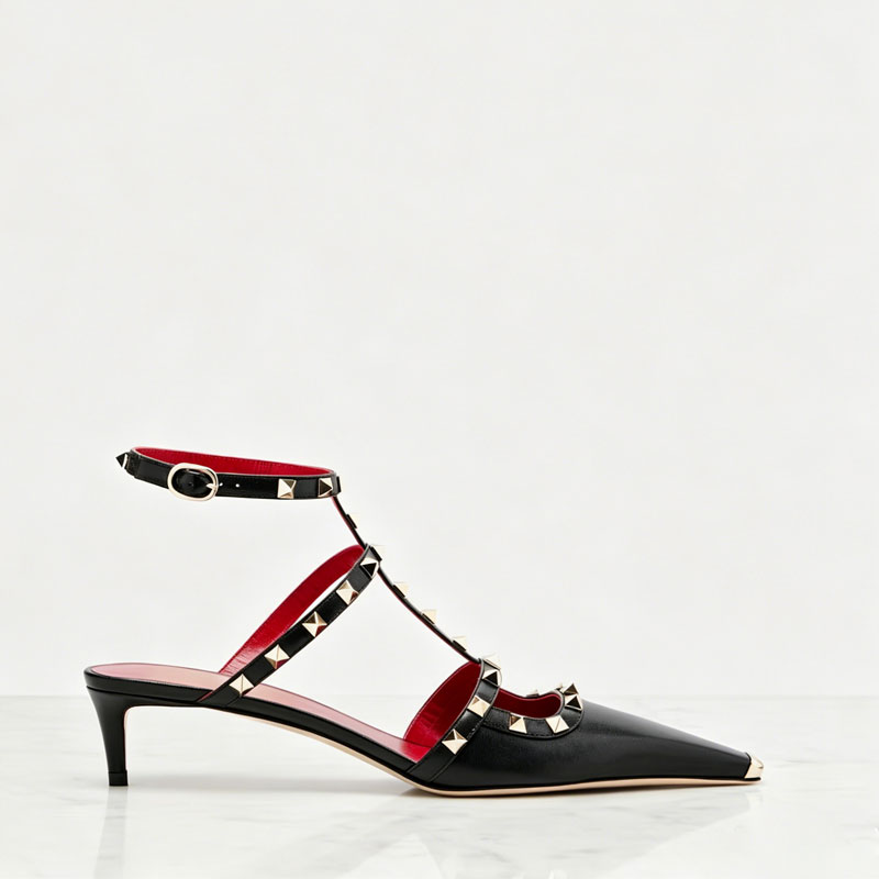 Women'S Shoes Quality - รองเท้าส้นสูงแบบสี่เหลี่ยมหัวแหลมประดับหมุดสำหรับผู้หญิง ปี 2026 เหมาะสำหรับงานแฟชั่นโชว์ ปาร์ตี้ ฤดูร้อน