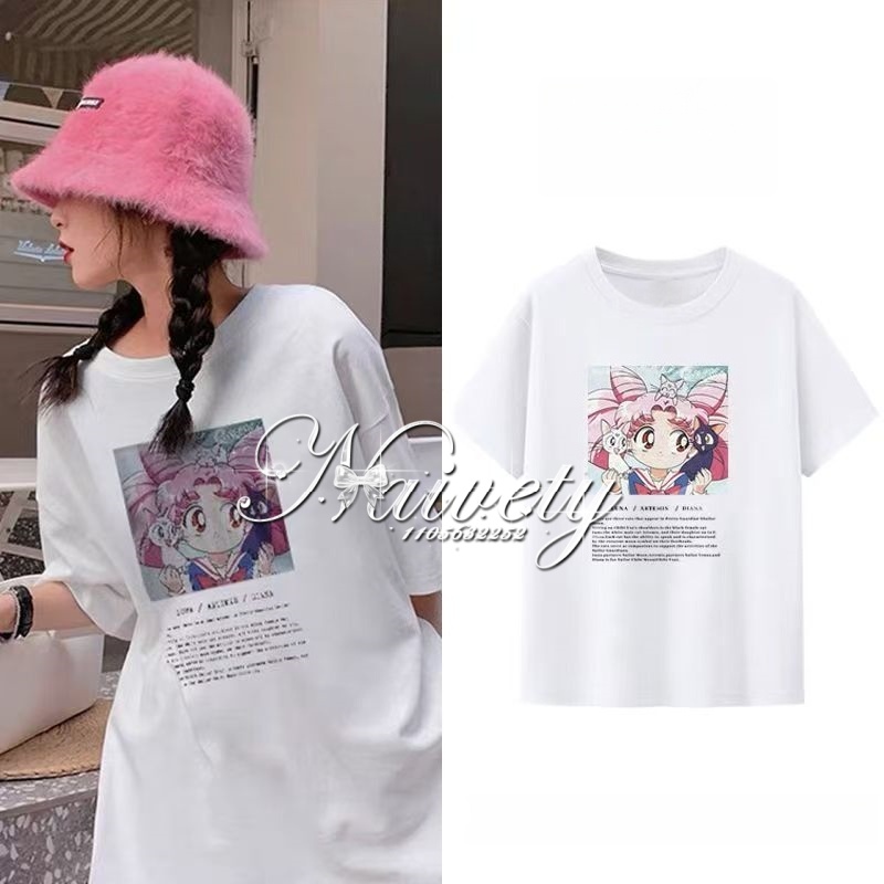 Women'S Shoes In The 90S - ยุค 90 ย้อนยุคเซเลอร์มูนวินเทจลายผ้าฝ้ายเสื้อยืดฤดูร้อนลำลองสตรีทแขนสั้นคู่ฮิปฮอปเสื้อสำหรับผู้ชายผู้หญิง Y2k