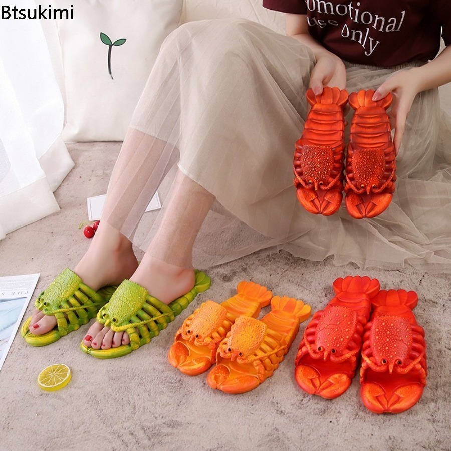 Women Shoes Size To Men - รองเท้าแตะลายการ์ตูนกุ้งมังกรสุดเท่ รุ่นใหม่ประจำปี 2026 สำหรับฤดูร้อน พื้นนุ่มทำจาก PVC