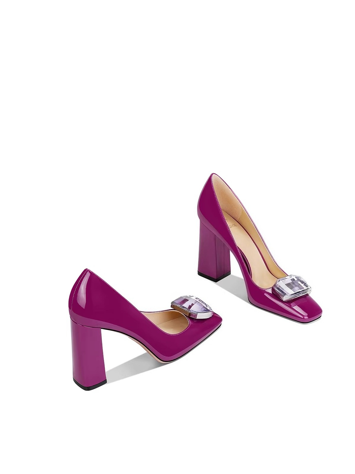 Patent Leather Pump - รองเท้าส้นสูงผู้หญิงแบบใหม่สำหรับฤดูใบไม้ผลิและฤดูใบไม้ร่วง หัวเหลี่ยม ส้นหนา ดีไซน์โดดเด่น ทำมือ แฟชั่นทันสมัย