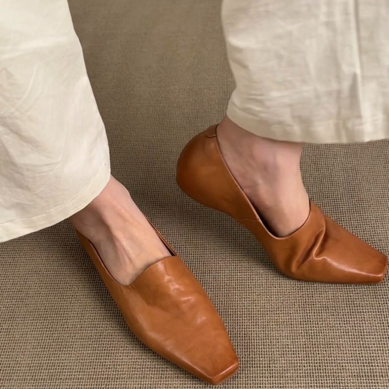 Women'S Shoes Temu - รองเท้าโลฟเฟอร์แบบเรโทรสำหรับผู้หญิง สไตล์อังกฤษ หัวเหลี่ยม แบบสวม