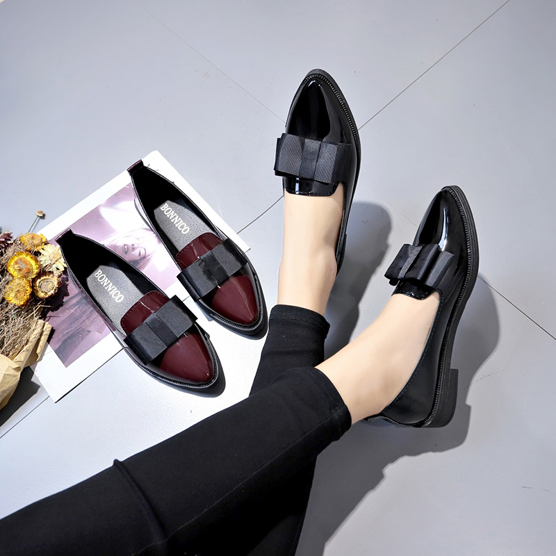 รองเท้าส้นเตี้ยหนังแก้วสีดำ/สี - Women'S Shoes Temu บทวิจารณ์และราคา