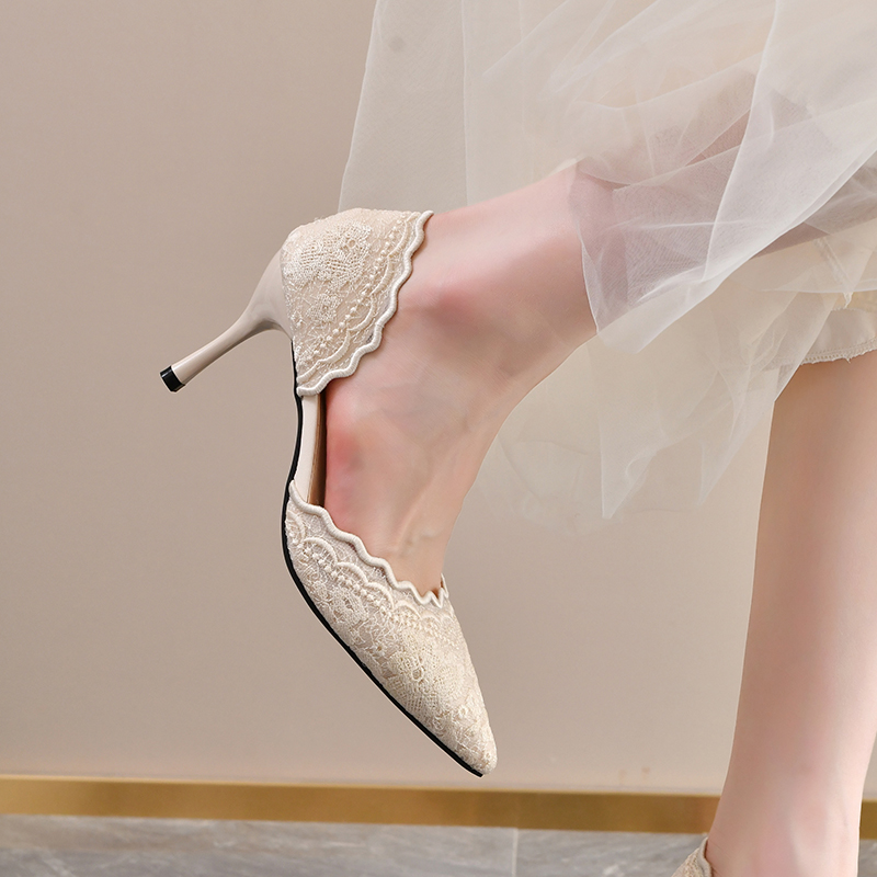 รองเท้าส้นสูงหัวแหลมแบบลูกไม้ส - Women'S Shoes Temu บทวิจารณ์และราคา