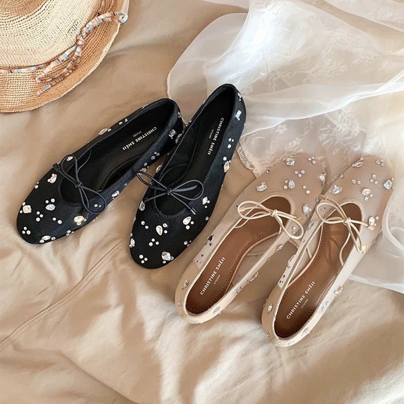 รองเท้าส้นเตี้ยแบบสวมประดับโบว - Women'S Shoes Temu บทวิจารณ์และราคา