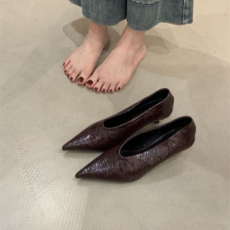 รองเท้าส้นเตี้ยหัวแหลมแบบสวม ส - Women'S Shoes Temu บทวิจารณ์และราคา