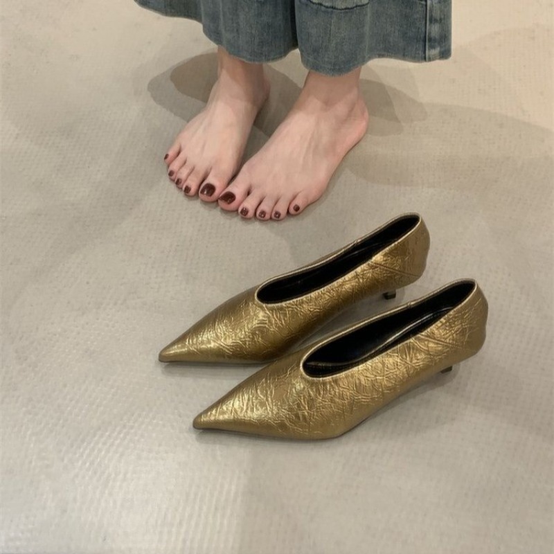 รองเท้าส้นเตี้ยหัวแหลมแบบสวม ส - Women'S Shoes Temu บทวิจารณ์และราคา