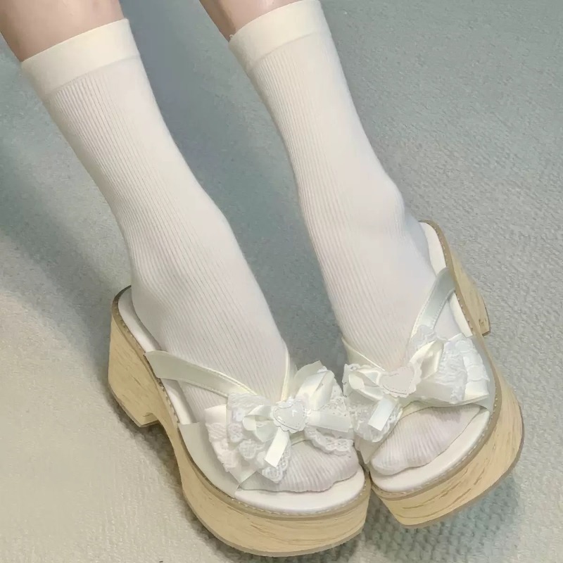 รองเท้าแตะพื้นหนาลายไม้ Sweet  - Women'S Shoes Quality บทวิจารณ์และราคา