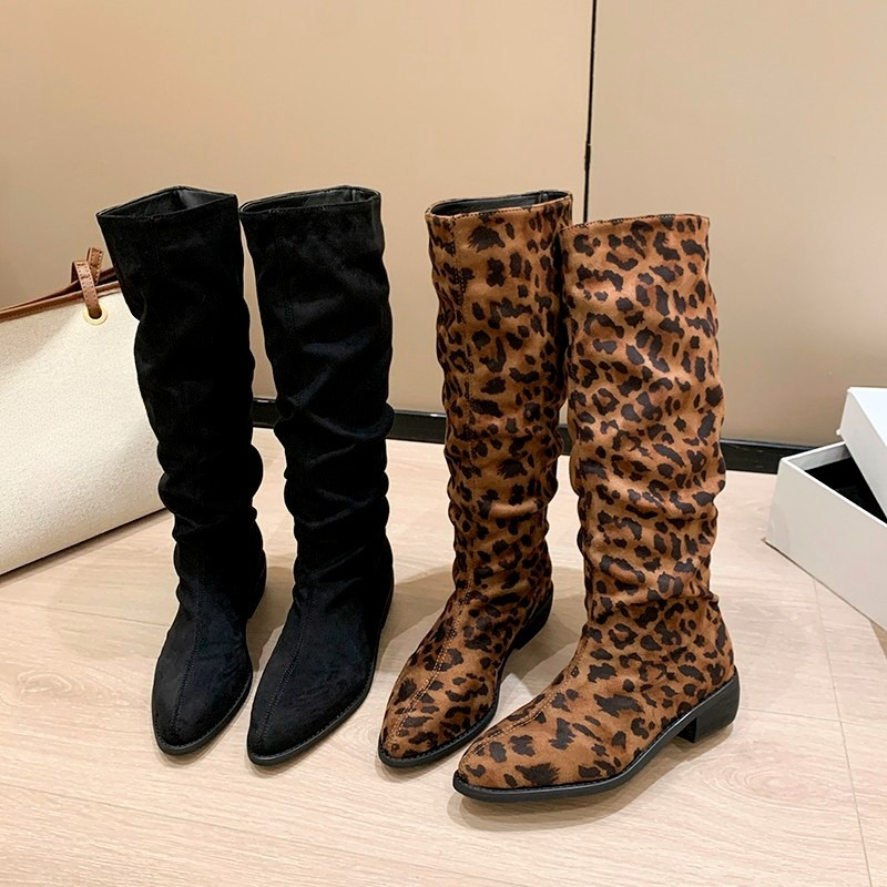 รองเท้าบูทส้นสูงลายเสือดาวหนัง - Suede Ankle Boot บทวิจารณ์และราคา