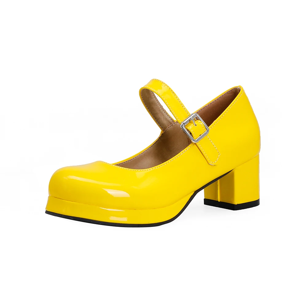 ยี่ห้อใหม่สบายสีส้มสีดําผู้หญิ - Patent Leather Pump บทวิจารณ์และราคา