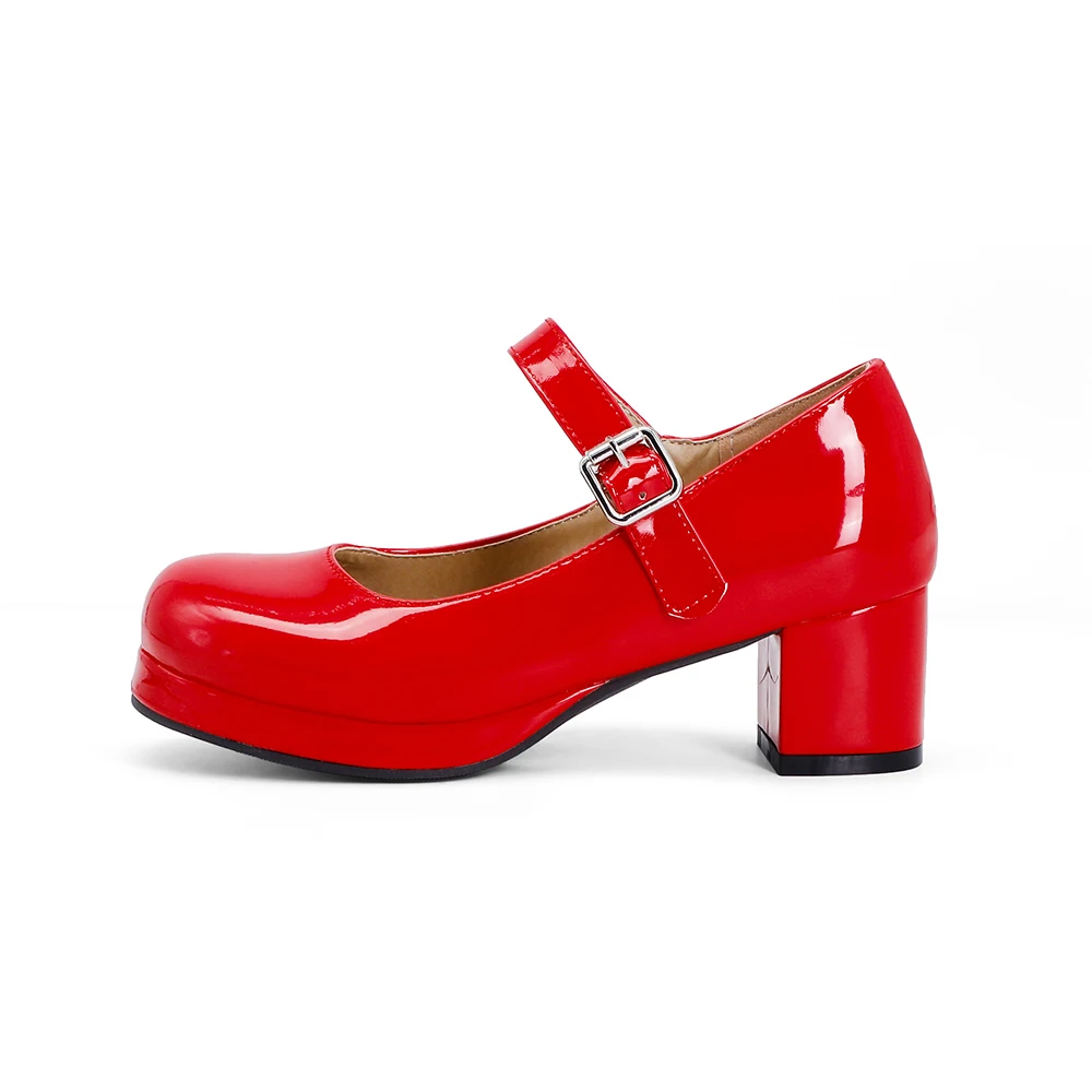 ยี่ห้อใหม่สบายสีส้มสีดําผู้หญิ - Patent Leather Pump บทวิจารณ์และราคา