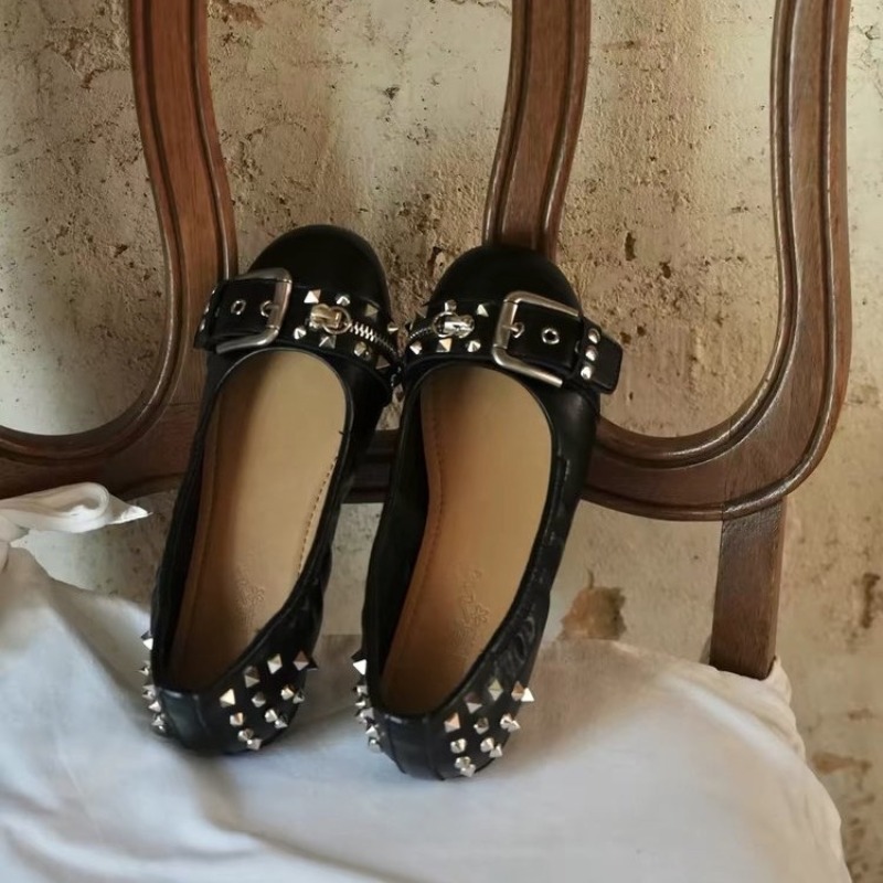รองเท้าส้นเตี้ยหัวกลมแบบมีสายร - Women'S Shoes Temu บทวิจารณ์และราคา