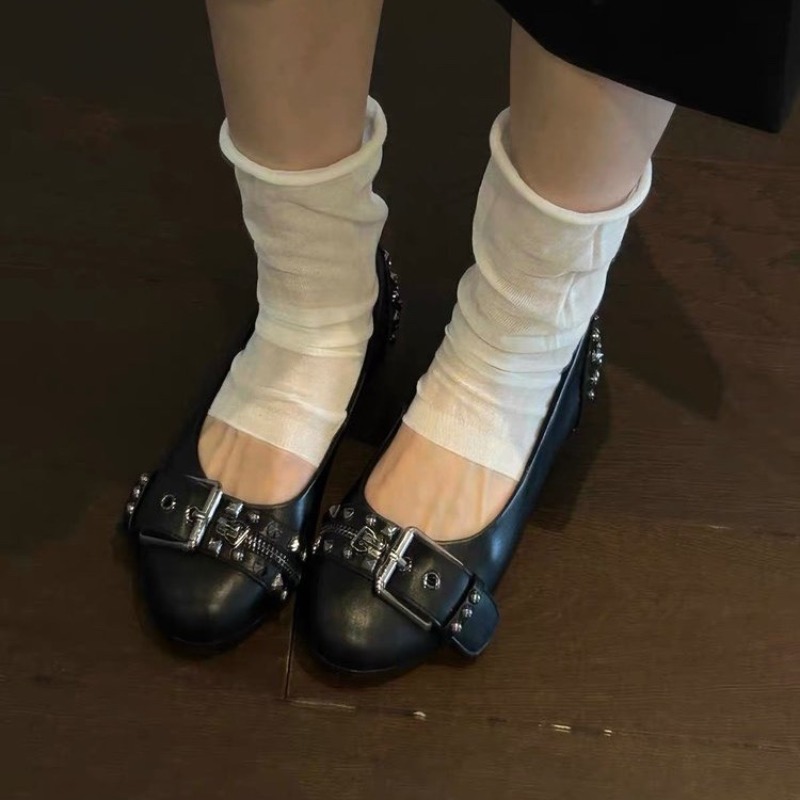 รองเท้าส้นเตี้ยหัวกลมแบบมีสายร - Women'S Shoes Temu บทวิจารณ์และราคา